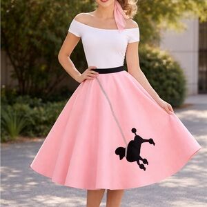 Pink Poodle Skirt with Black Trim